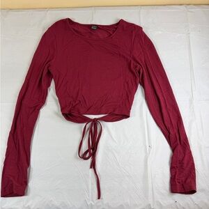 SHEIN Wine Red Long Sleeve Crop Top
